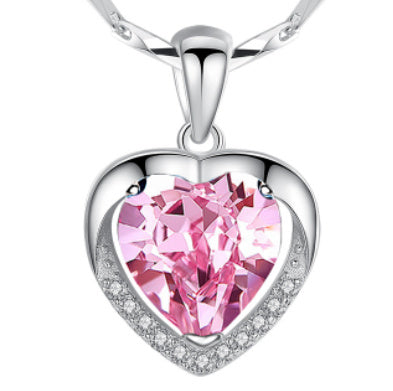 Heart Shaped Rhinestone Necklace Multi-Colour Heart