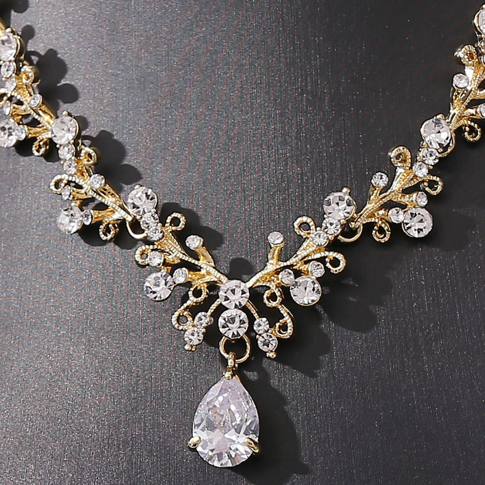 Bridal Rhinestone Zircon Necklace & Earring Set
