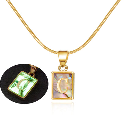 Luminous Pendant 26 Letter Square Necklace