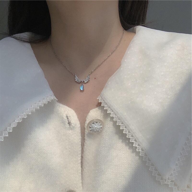 Angel Wings Moonstone Necklace for Women