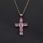 Copper Zircon Cross Pendant Necklace