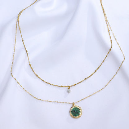 Natural Stone Pendant Layered Necklace