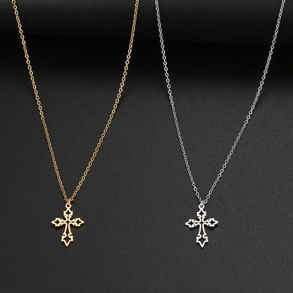 Retro Hollow Cross Gothic Necklace