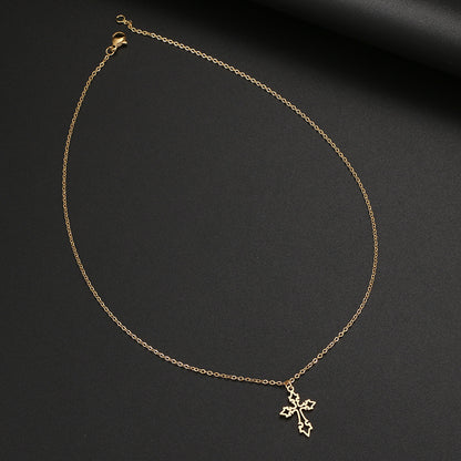 Retro Hollow Cross Gothic Necklace