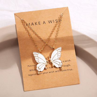 Coloured Butterfly Necklaces, 2Pc & 1Pc