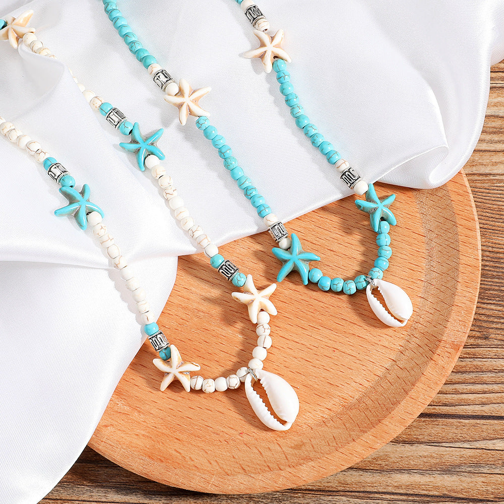 Bohemian Handmade Turquoise Starfish Necklace
