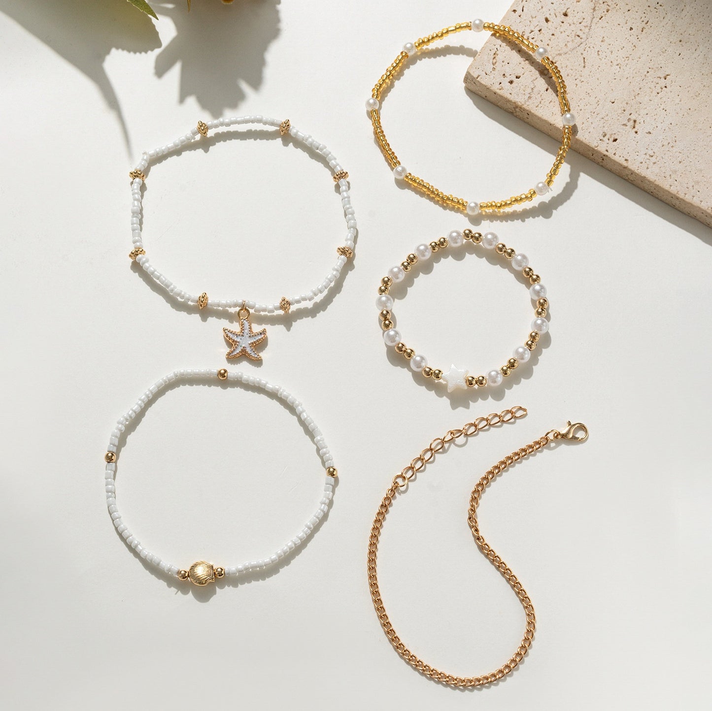 5-Piece Summer Anklet Set for Women