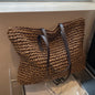 Woven Shoulder Bag, Brown, Khaki, and Green