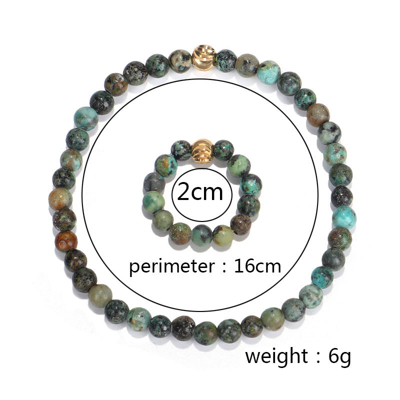 Summer New African Turquoise Elastic Bracelet 7 Ring
