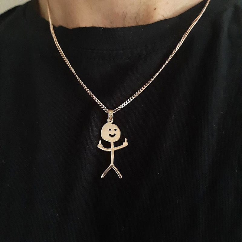 Smiley Stick Figure & Middle Finger Chain