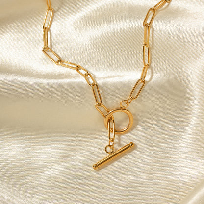 Gold Geometric Stainless Steel OT Chain Necklace