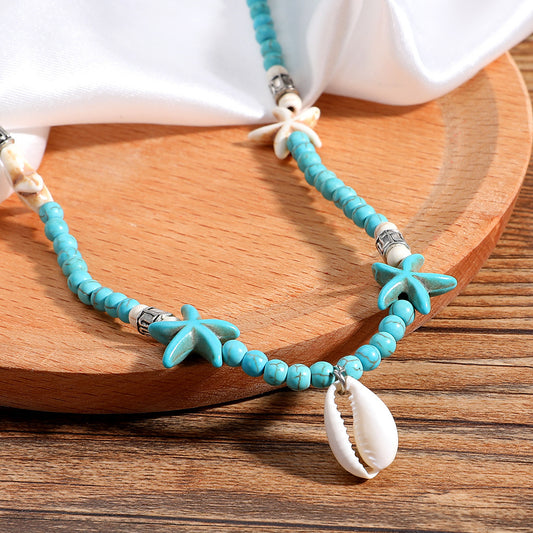 Bohemian Handmade Turquoise Starfish Necklace