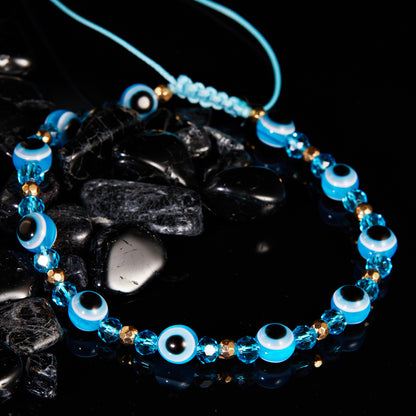 Evil Eye Crystal Beaded Adjustable Bracelet