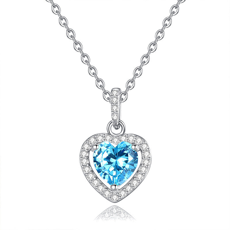 Natural Gemstone Heart Necklace for Women – S925 Sterling Silver