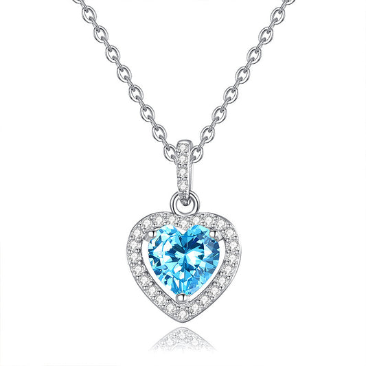 Natural Gemstone Heart Necklace for Women – S925 Sterling Silver