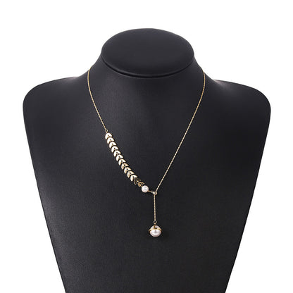 Wheat Ear Stitching Pearl Clavicle Chain