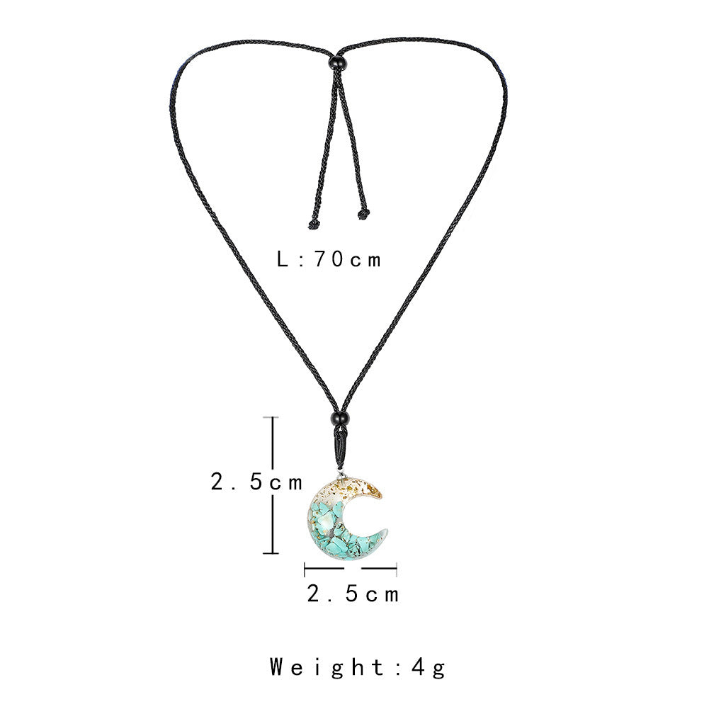 Transparent Resin Rough Moon Pendant Necklace