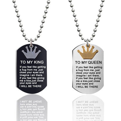 To My King & Queen” Couple Necklaces