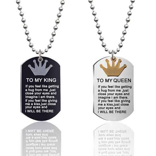 To My King & Queen” Couple Necklaces