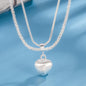 Double Layer Brushed Heart Pendant Necklace