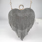 Heart Tassel Inlaid Diamond Heart-Shaped Handbag