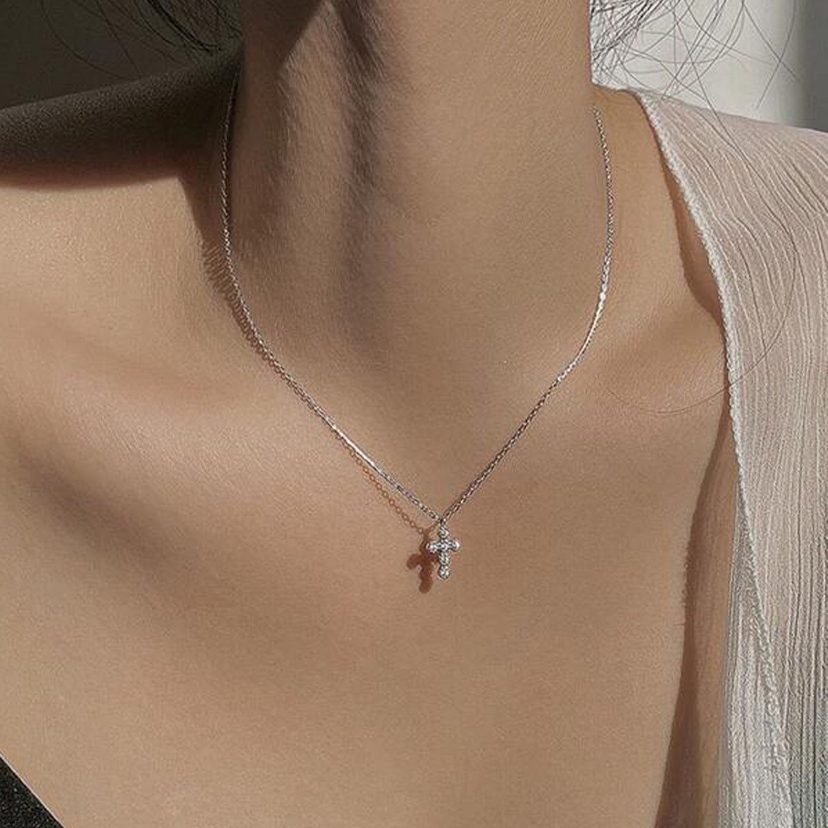 Multi-Layer Cross Zircon Necklaces – Gold & Silver