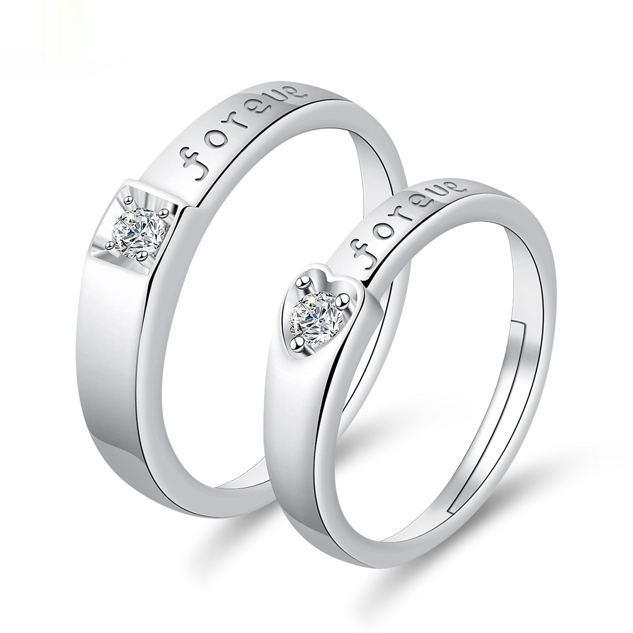 Moissanite Engagement Couple Rings
