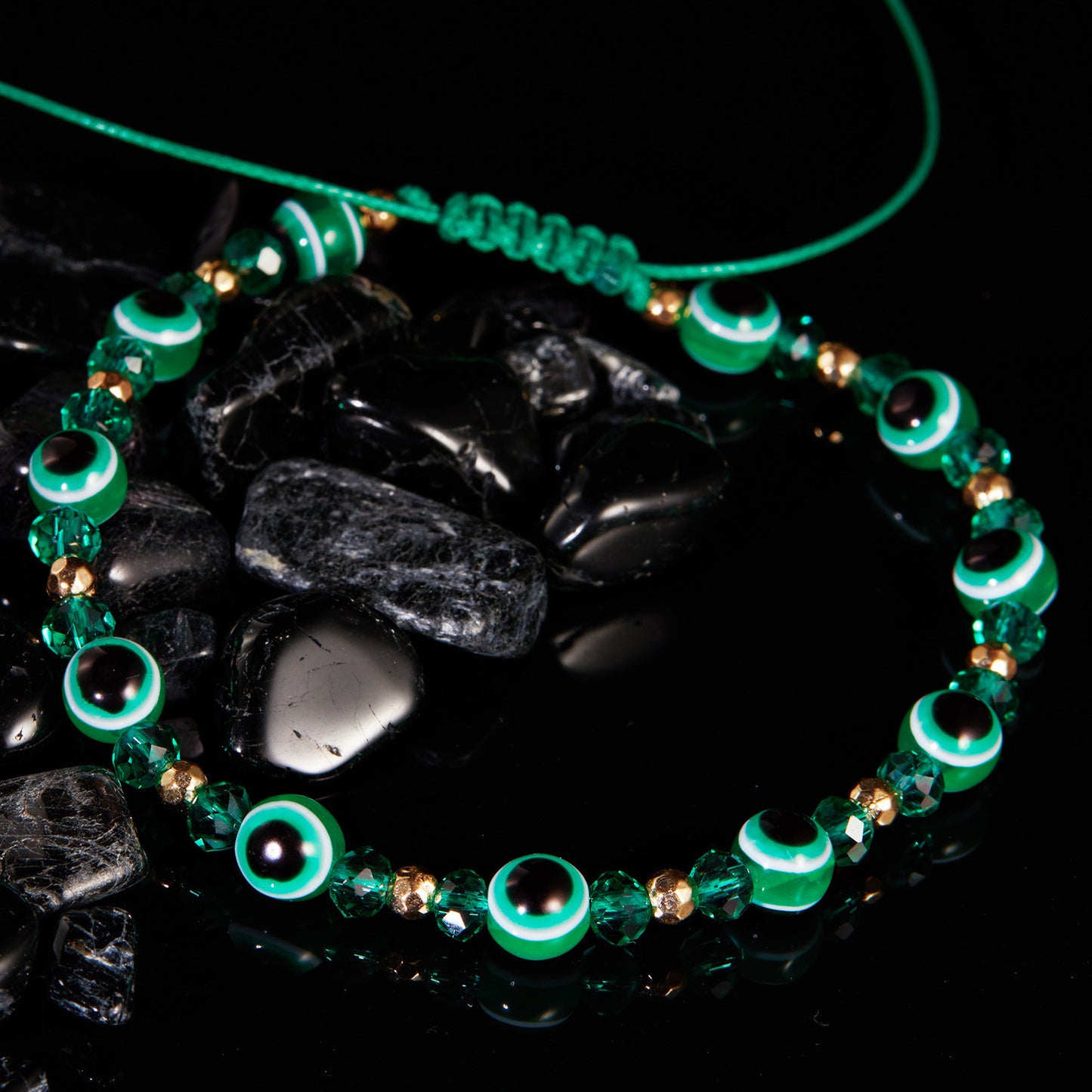Evil Eye Crystal Beaded Adjustable Bracelet
