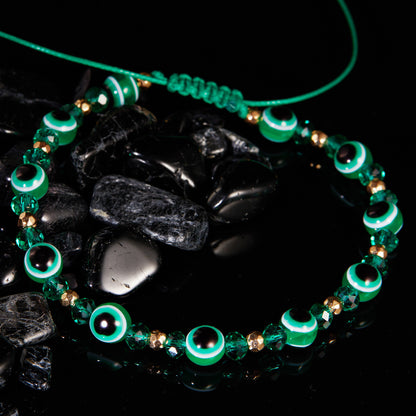 Evil Eye Crystal Beaded Adjustable Bracelet