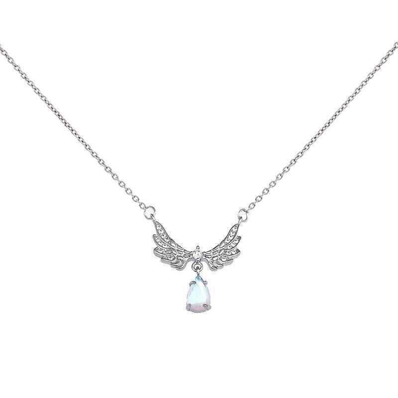 Angel Wings Moonstone Necklace for Women