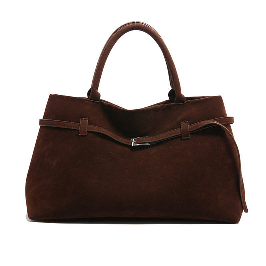 Solid Faux Suede Handbag