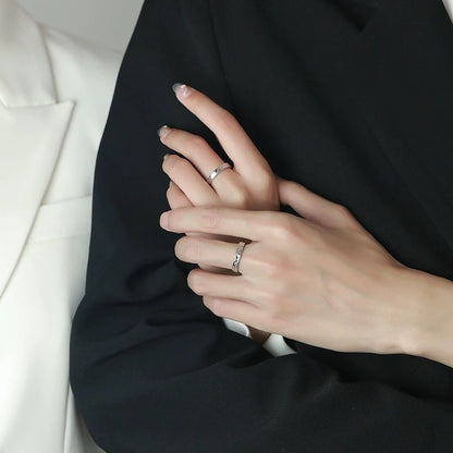 Silver Glacier Couple Rings – Adjustable