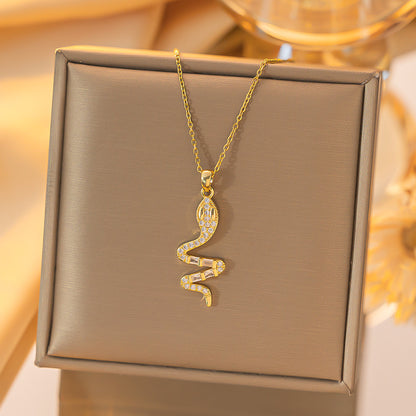 Snake Necklace with Rhinestone