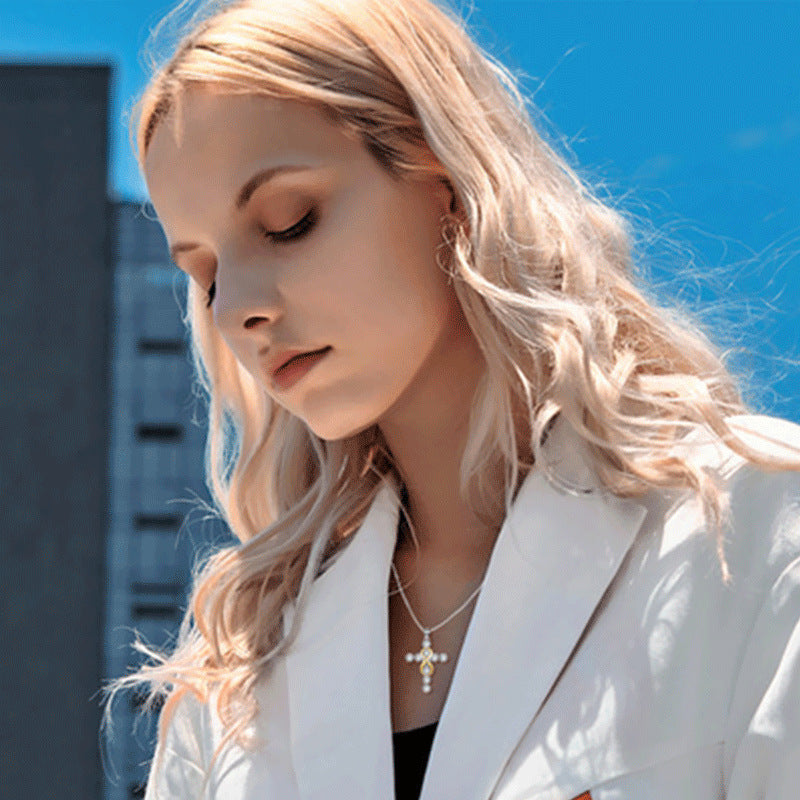 Infinity Cross Zircon Pendant Necklace