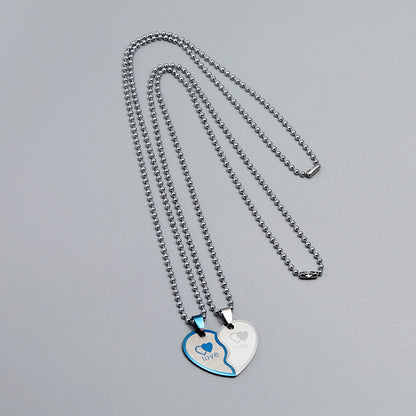 Heart-Shaped Friendship Couple Necklace – 2pcs