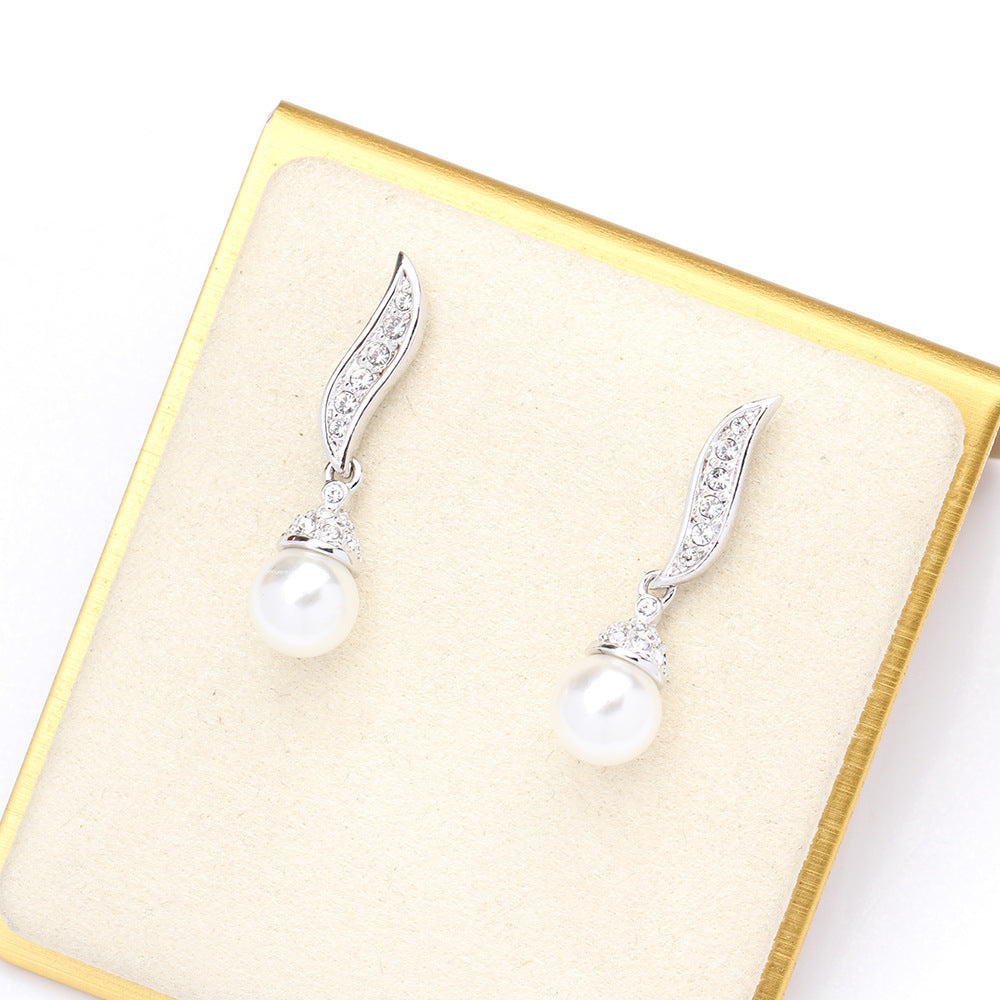 Classic Elegant Two-Tone Gold & Silver Artificial Pearl Earrings