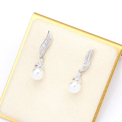 Classic Elegant Two-Tone Gold & Silver Artificial Pearl Earrings
