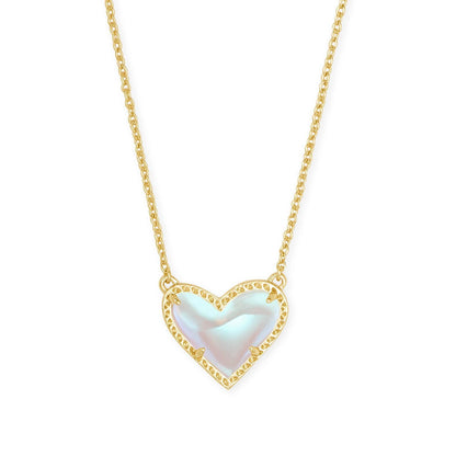 Adjustable Peach Heart Stone Necklace