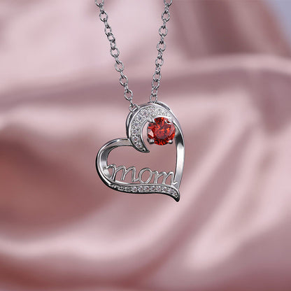 For Mom Heart Necklace with Zircon