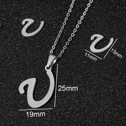 Stainless Steel Alphabet Necklace, 26 Initial Letters A–Z