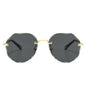 Polygonal Rimless Trimmed Sunglasses