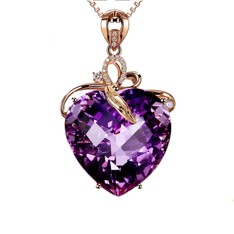 Rose Gold Amethyst Pendant Necklace