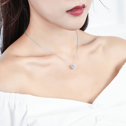 Cylinder Zircon Necklace with Rhinestones