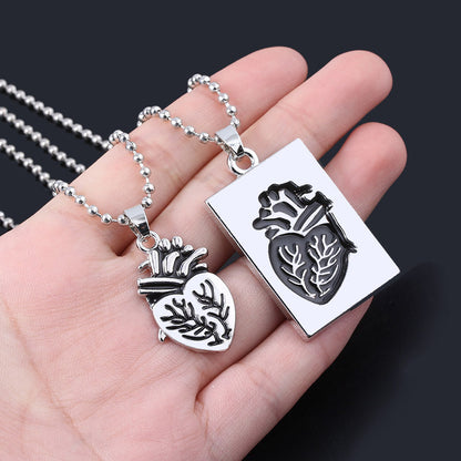 Puzzle Jewelry Real Anatomical Heart Couple Necklace