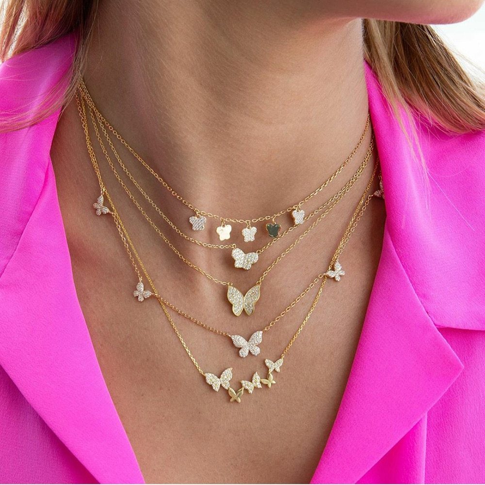 Gold Butterfly Clavicle Chain Necklace