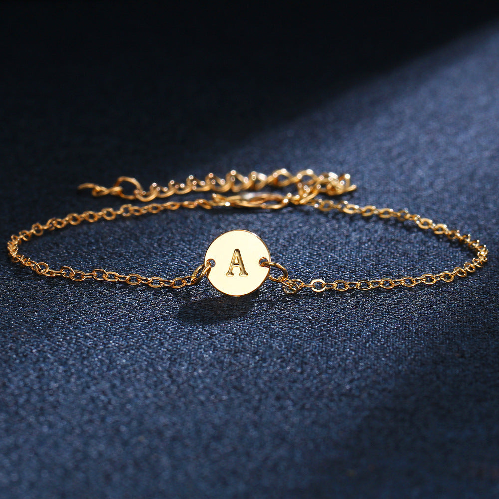 Adjustable Gold A-Z Letter Bracelet