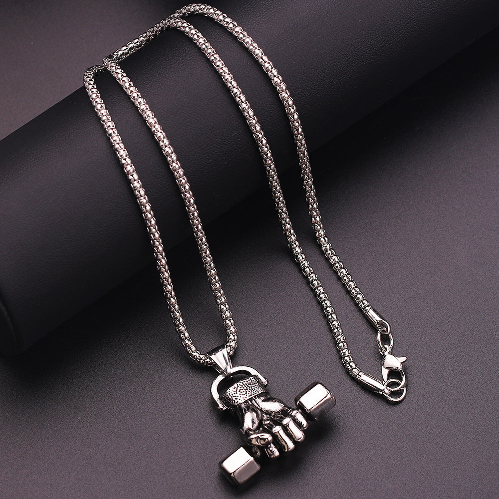 Gym Dumbbell Pendant Necklace