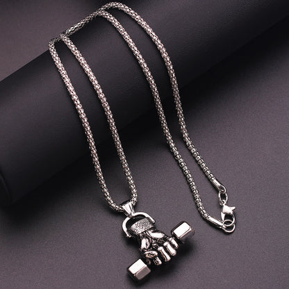 Gym Dumbbell Pendant Necklace