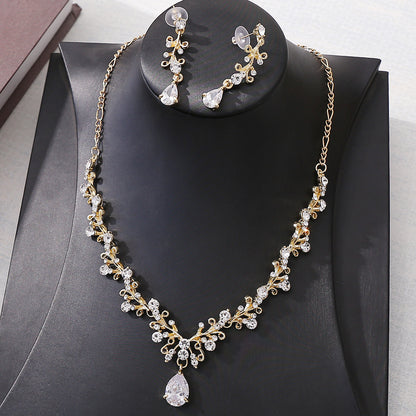 Bridal Rhinestone Zircon Necklace & Earring Set