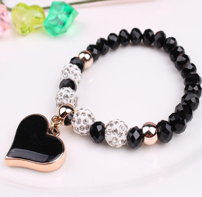 Elastic Crystal Heart Bracelet